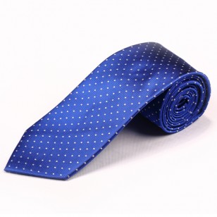 Corbata 100% seda jacquard HOWARDS LONDON,azul royal con topos blancos